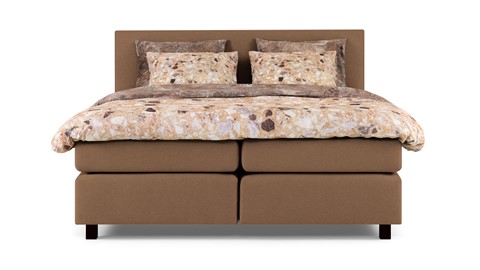 Boxspring Autentik Kurbat vlak met gestoffeerd matras, caramel