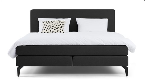 Boxspring Cisano vlak met gestoffeerd matras, dark grey