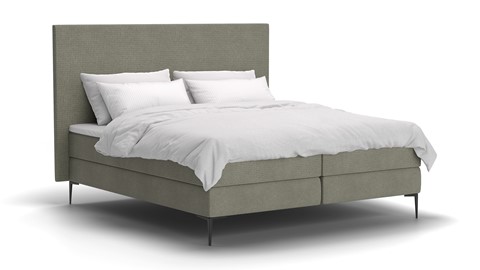 Boxspring Emerald vlak met gestoffeerd matras, eucalyptus