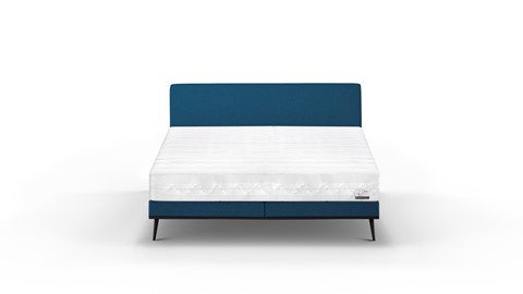 Boxspring Viggo vlak met Silver Pocket Deluxe Foam matras, towel blauw