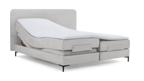 Boxspring Quartz verstelbaar met gestoffeerd matras, light grey