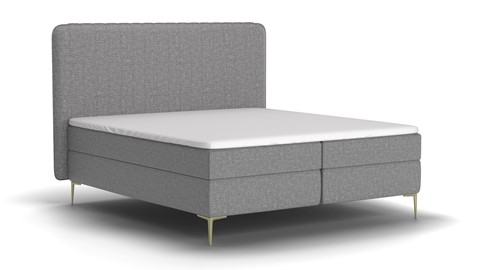 Boxspring Ruby vlak met gestoffeerd matras stofgroep Hygge, light grey