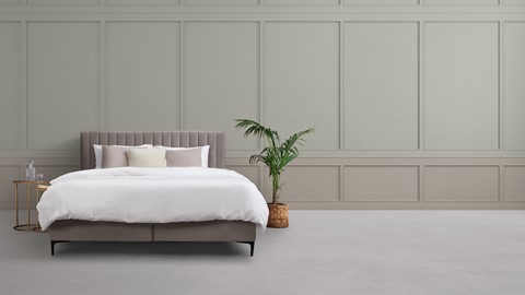 Matt Sleeps Boxspring Velvet knopen vlak met matras Matt, beige