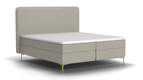 Boxspring Ruby vlak met gestoffeerd matras stofgroep Hygge, beige