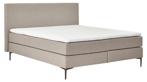 Boxspring Emerald vlak met gestoffeerd matras, khaki