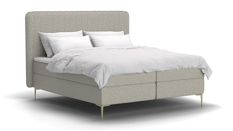 Boxspring Ruby vlak met gestoffeerd matras stofgroep Hygge, beige