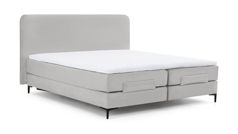 Boxspring Quartz verstelbaar met gestoffeerd matras, light grey