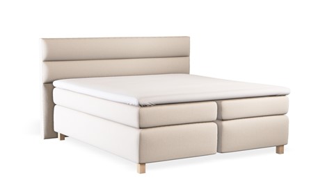 Boxspring Solid Lina vlak met gestoffeerd matras, beige