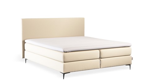 Boxspring Emerald vlak met gestoffeerd matras, naturel