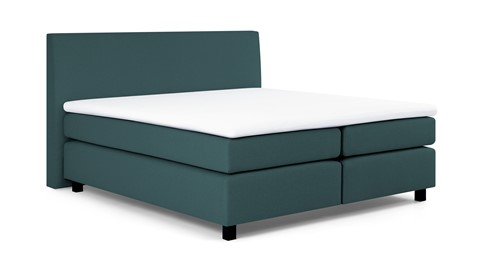 Boxspring Autentik Kurbat vlak met gestoffeerd matras, teal