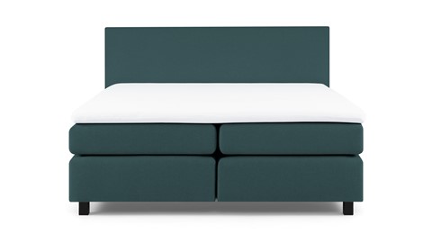 Boxspring Autentik Kurbat vlak met gestoffeerd matras, teal