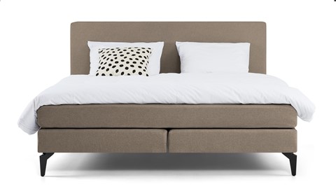 Boxspring Cisano vlak met gestoffeerd matras, taupe