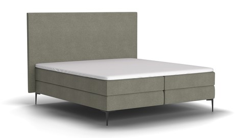 Boxspring Emerald vlak met gestoffeerd matras, eucalyptus